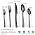 40-Piece Silverware Set, Black Hammered Stainless Steel Flatware Sets for 8, Food-Grade Tableware Set, Including Fork Knife Spoon Set, Home Kitchen Cutlery Sets, Dishwasher Safe