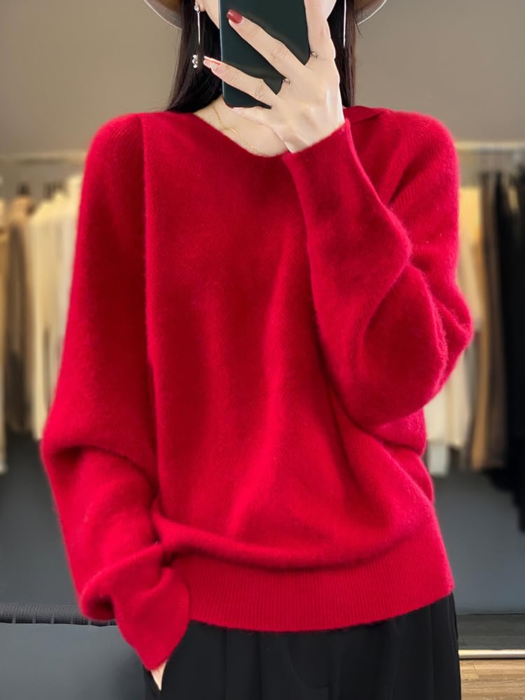 Herbst Winter Kaschmir Pullover Damen Kapuzenpullover Merino Wolle Tops Mode Sweatshirt