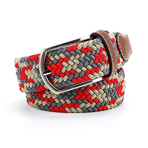 Image of Braided Canvas Woven Elastic Stretch Belts for Men /Women /Junior with Multicolored