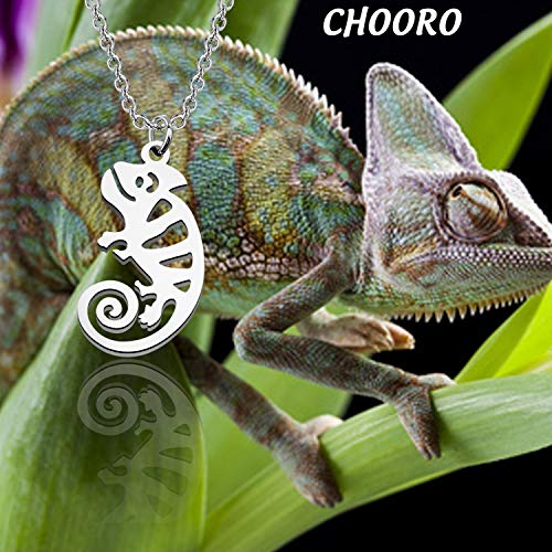Chooro Tiny Chameleon Necklace Iguana Necklace Chameleon Jewelry Reptile Jewelry Chameleon Iguana Shaped Animal Charm Gift (Chameleon Necklace) #TOP2