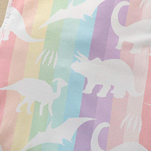Buy Newborn Infant Baby Girl Dinosaur Clothes Ruffled Backless Romper Rainbow Bodysuit Top