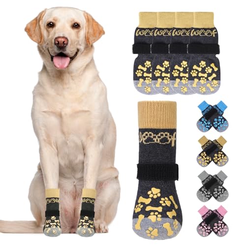 KOOLTAIL Dog Socks Shoes for Hot Pavement to Prevent Licking Paws, Winter Dog Boots & Paw Protector for Hardwood Floors Anti Slip,Traction Control Grip Booties for Small Medium Large Senior Dogs, SM