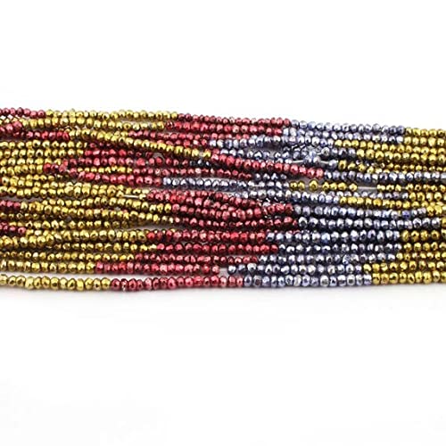 Perles multi pyrite 3mm facettées en lot de 5 rangs pour création de bijoux de 34cm