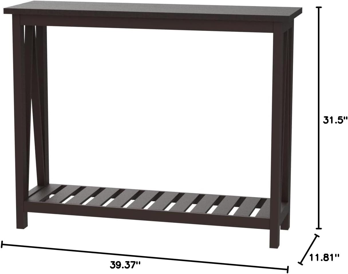 choochoo farmhouse console table, rustic vintage narrow sofa table for entryway, living room, hallway, 40 espresso espresso 11.8"d x 39.4"w x 31.5"h