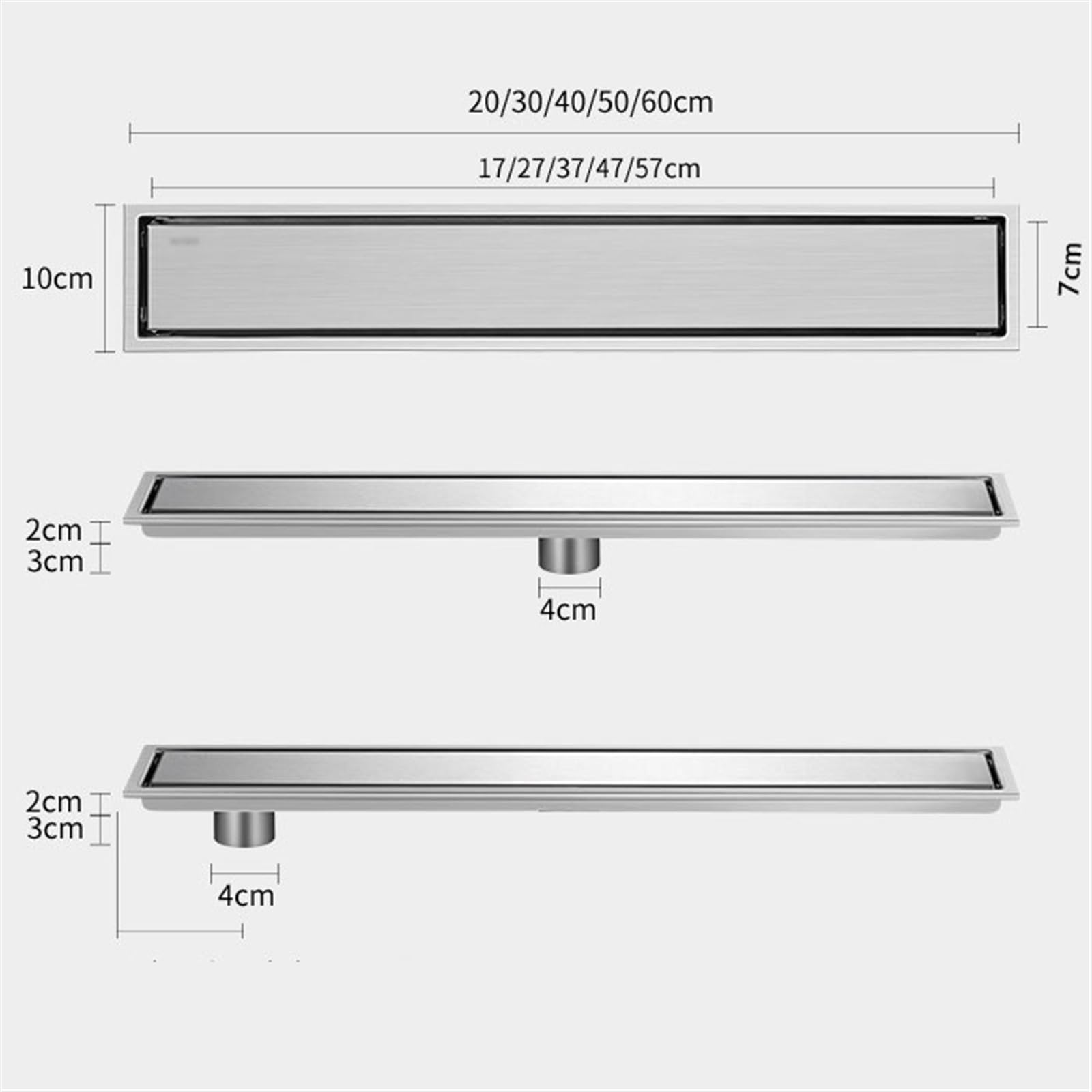 Rectangular Desagüe de Ducha Lineal de Acero Inoxidable 304, Desagüe Lineal Desagüe De Suelo Cubierta Oculta Desmontable, Profesional Desagüe Lineal Desagüe De Suelo para Cocinas, Baños y Aseos (Colo