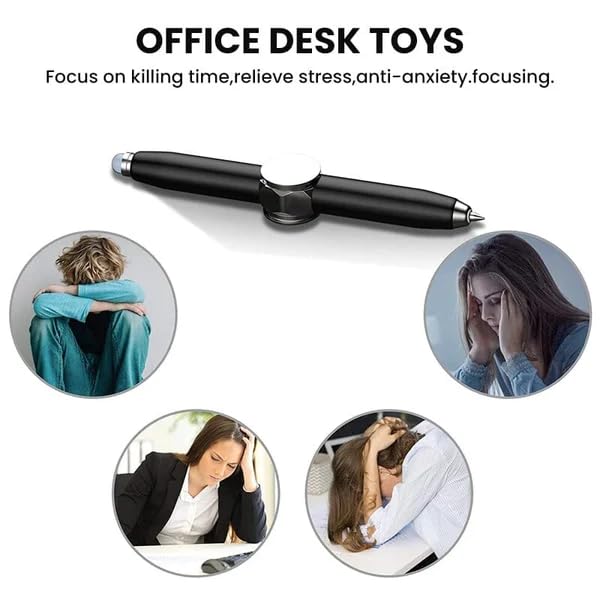 Image of Sakar Pen with LED Light Rotating Ballpoint Pen Anti Stress Anxiety Gift Pen for Business Adults Helping ADHD Stress Reducer Thinking, 4 Inches