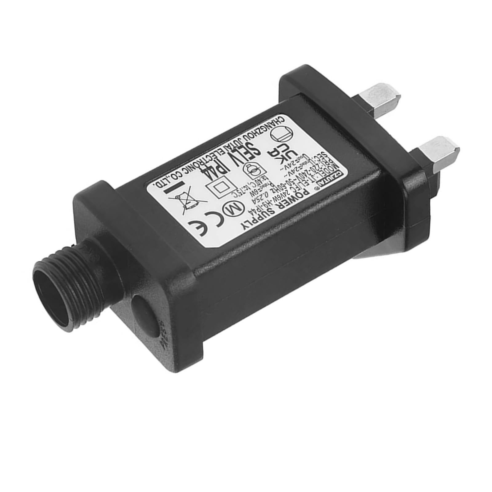 24V/31V Transformer Plug for Christmas Lights, 8 Lithging Modes Replacement Adapter with Timer & Memory Function, IP44 Waterproof Power Supply for Xmas Lights, LED Fairy Lights (24V, 6W)