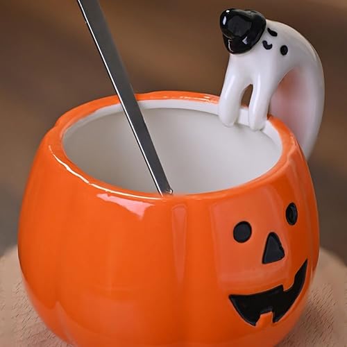 Miniatura 2 de ZaH Taza 3D de Halloween con diseño de calabaza y fantasma, taza temática de fiesta, tazas de cerámica, tazas divertidas, regalo para niños, mujeres