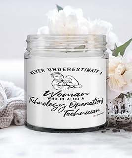 Technology Operations Technician Candle Never Underestimate A Woman Who is Also A Technology Operations Tech 9oz Vanilla Scented Candles Soy Wax