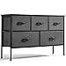 LINSY HOME Dresser for Bedroom with 5 Drawers, Fabric Long Dresser, Wide Chest of Drawers, Storage Organizer Unit for Closet, Living Room, Hallway, Nursery Dark Grey