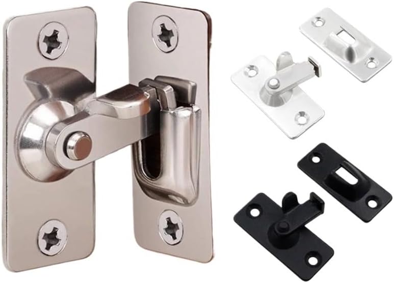 90 Degree Door Lock Flip Latch,304 Stainless Steel Door Lock Bolt Latches,Safety Doors Buckles,Rigth Angle Locking Door Hasp(Black,4 PCS)