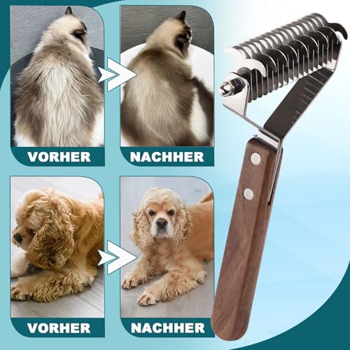 onebarleycorn Coat King Hundebürste und Katzenbürste Unterwolle , Trimmstriegel Hund Unterfellbürste 17+9 Doppelseitige Klingen Bürste Trimmmesser für Hunde und Katzen