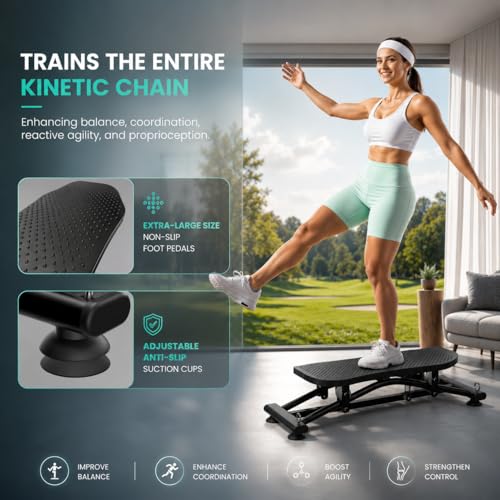 Image of Balance Board for Adults, Rocking Stepper with Resistance Bands, 300LBS Portable Wobble Board, Quiet Side to Side Ski Simulator Trainer Exercise Machine for Home Gym Core Workout