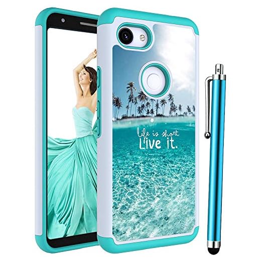 Voanice Google Pixel 3 XL Case,Shockproof Hybrid Heavy Duty Rugged Protective Phone Case Hard PC&Silicone Dual Layer Armor Protection Women Girls Men for Google Pixel 3 XL(NOT for Pixel 3)-Teal Sea