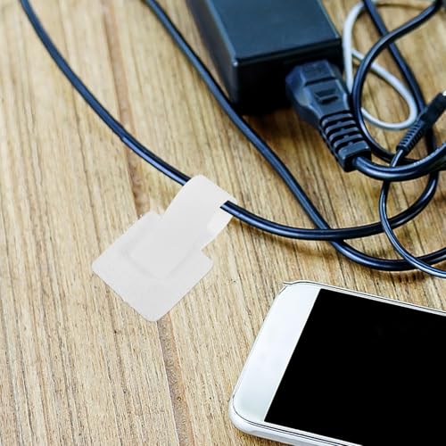 50 pcs Ataduras de Nylon autoadhesivas reutilizables para organización de cables, correas para cables, clips para gestión de cables para hogar y oficina, soporte para cables bajo el escritorio miniatura 7