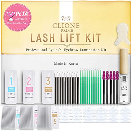Clione Prime Lash Lift Kit - 97 Pcs Eyebrow Lamination kit 15 Applications Eyelash Perm Kit Home & Professional Use Eyelash Lift Kit Lash Perm Kit Made in Korea Eyebrow Lift Kit