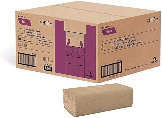 Cascades Pro Select Singlefold Paper Towel, 1 Ply, H115, Kraft, 9 x 9.45 in Made in Canada (16 Packs, 250 Sheets Each)