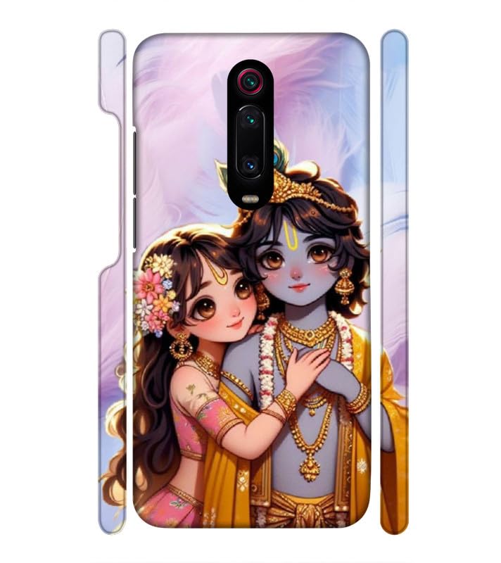 Image of Designer Cute Krishna Radha Love Cartoon Images with Water Colour Printed Hard Back Case Cover for Xiaomi Redmi K20 / Redmi K20 Pro