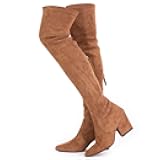Women Over the Knee Boots Thigh High Suede Block Winter Low Above Flat Long OTK Comfort Pointed toe