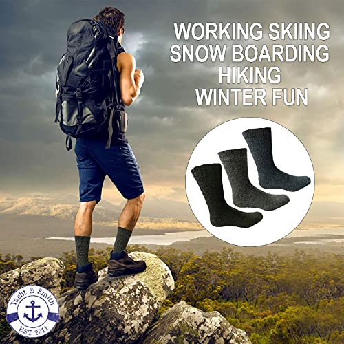 Yacht & Smith Cotton Thermal Crew Socks, Men, Warm Thick Boot Sock, Bulk 7