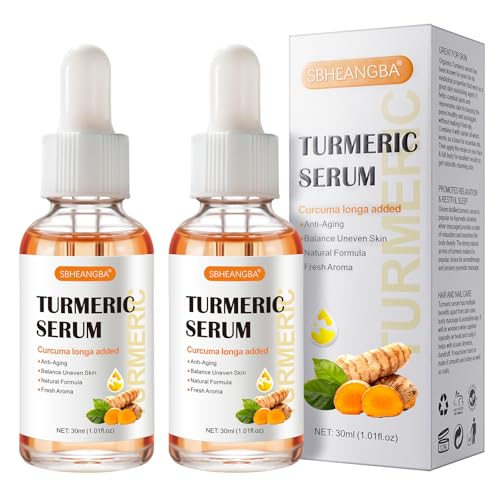 Turmeric Serum for Dark Spots2 PCS Face Serum Turmeric Dark Spot Corrector Serum for Face Moisturizing Massage Essence Reduces Hyper pigmentation Age&Sun Spot Facial Serum for Women & Men 1Fl Oz
