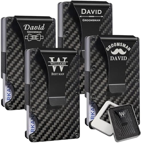 Kullder Groomsmen Wallet - Personalized Money Clip Wallet for Men - Engraved Metal Wallets with Box - Wedding Gifts