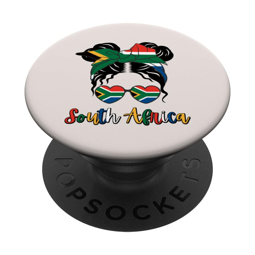 South Africa, South African Girl, South Africa Flag, SA girl PopSockets Swappable PopGrip, Black