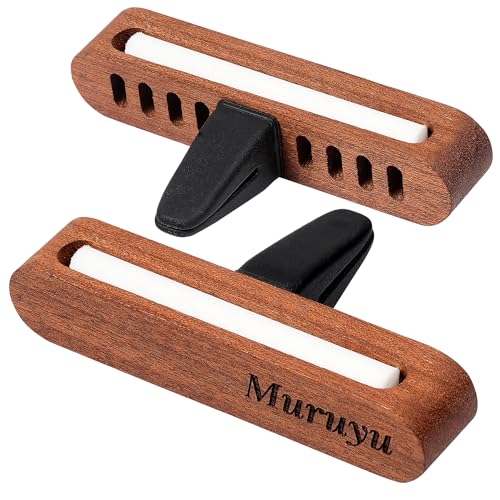 Image of 2-Pack Sapele Wood Car Vent Diffuser | Refillable Essential Oil Air Freshener with High-Absorbency Fiber Wick