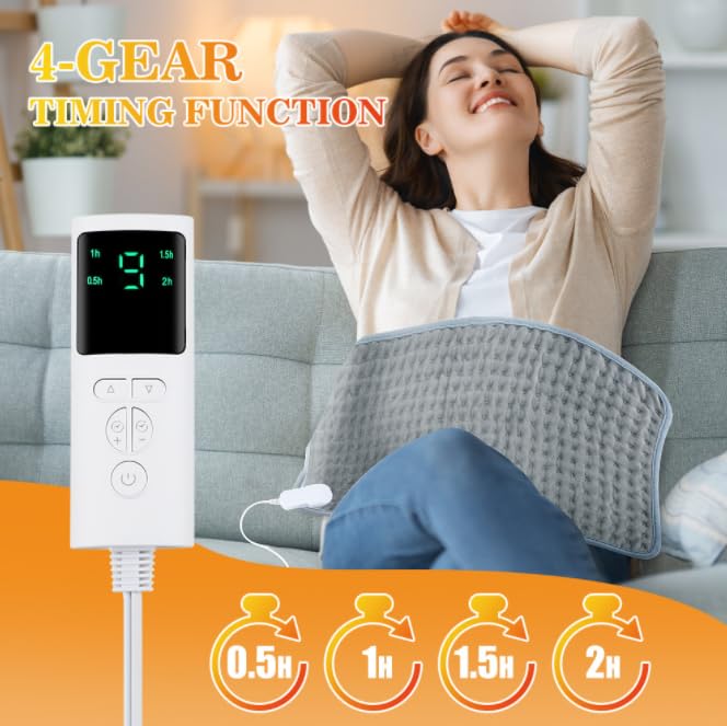 Heizkissen Heating Pad mit Abschaltautomatik, 9 Heizstufen, Wärmekissen Wärmetherapie für Rücken Nacken Schulter Bauch, Wärmedecke Heizdecke Rückenheizkissen, 58x29CM