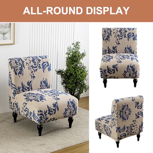 Image of Eco-Ancheng Armless Chair Slipcover Removable Armless Accent Chairs Covers Washable Armless Slipper Chair Slipcover Printed Armless Chair Furniture Protector Covers for Living Dining Room Hotel