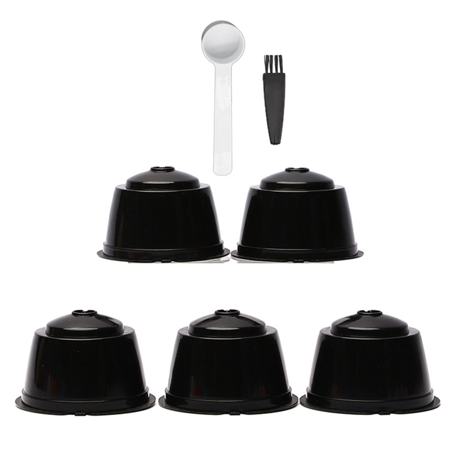Wilitto Black 5Pcs Espresso Coffee-Pods Capsule Cup, Reusable Coffee Capsules Filter Cup, Refillable Coffee-Pod Capsules With Built-In Integrated Mesh Strainer For Dolce Gusto
