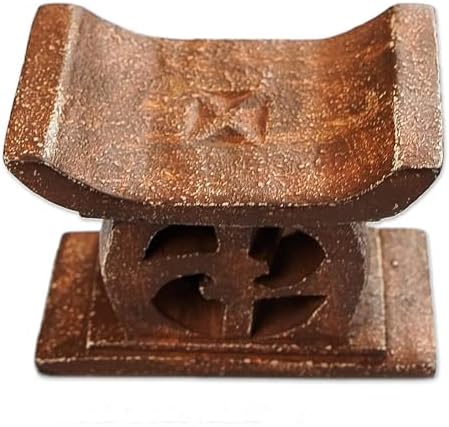 NOVICA Artisan Handcarved Wood Mini Decorative Stool from Ghana B...