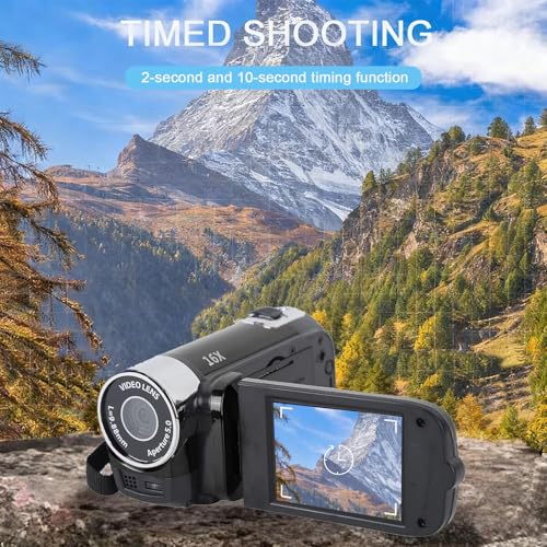 Handheld Video Camcorder, 1080P 16MP DV Camera 16x Digital Zoom Video Camera, 2.7in TFT Rotatable Screen with USB Cable Black, Vlogging Video for Kids Digital Zoom - Image 6