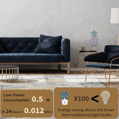 Image of Cute Moon Stars Night Lights Plug into Wall with Dusk to Dawn Sensor,Lamp for Bedroom Bathroom Hallway Nightlight for Women Girls