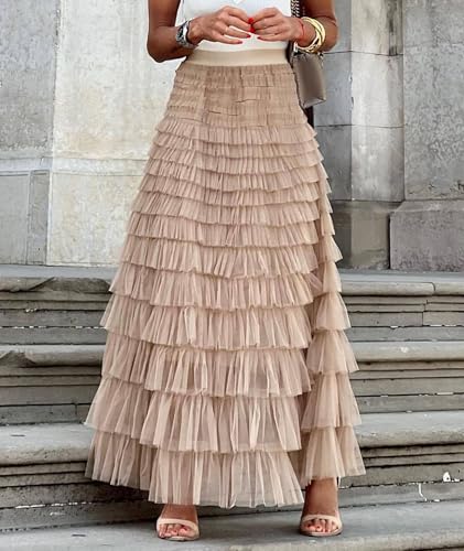 ハーリップトゥ　Round Tiered Long Skirt M Amazon.com: Women Tulle Long Skirt High Waist Layered Mesh