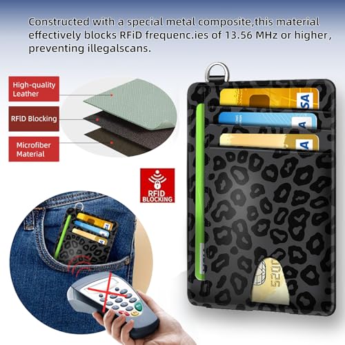 Slim Wallet for RFID Blocking Wallet, Slim and Stylish Wallet with Multiple Card Slots and Business Card Holder, Credit Card Protector Sleeves, Black Leopard Print4