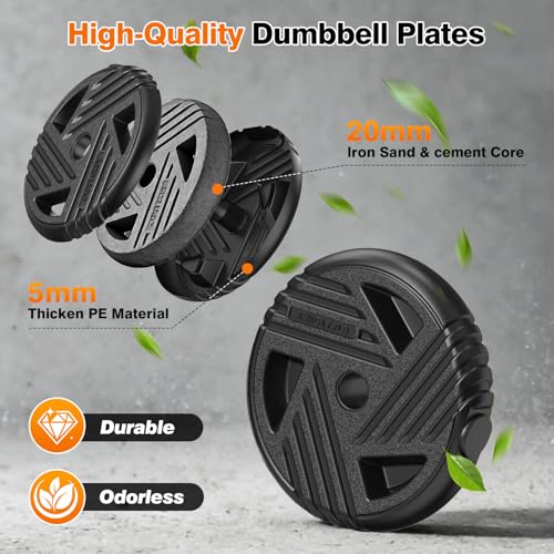 Image of 33 /44 /66 /88lbs Adjustable Dumbbell Set with Connector for Home Gym Workout | 5 in 1 Free Weights Dumbbells Set, Weights Set Used as Barbell, Kettlebells, Push up Stand, Weight Plate