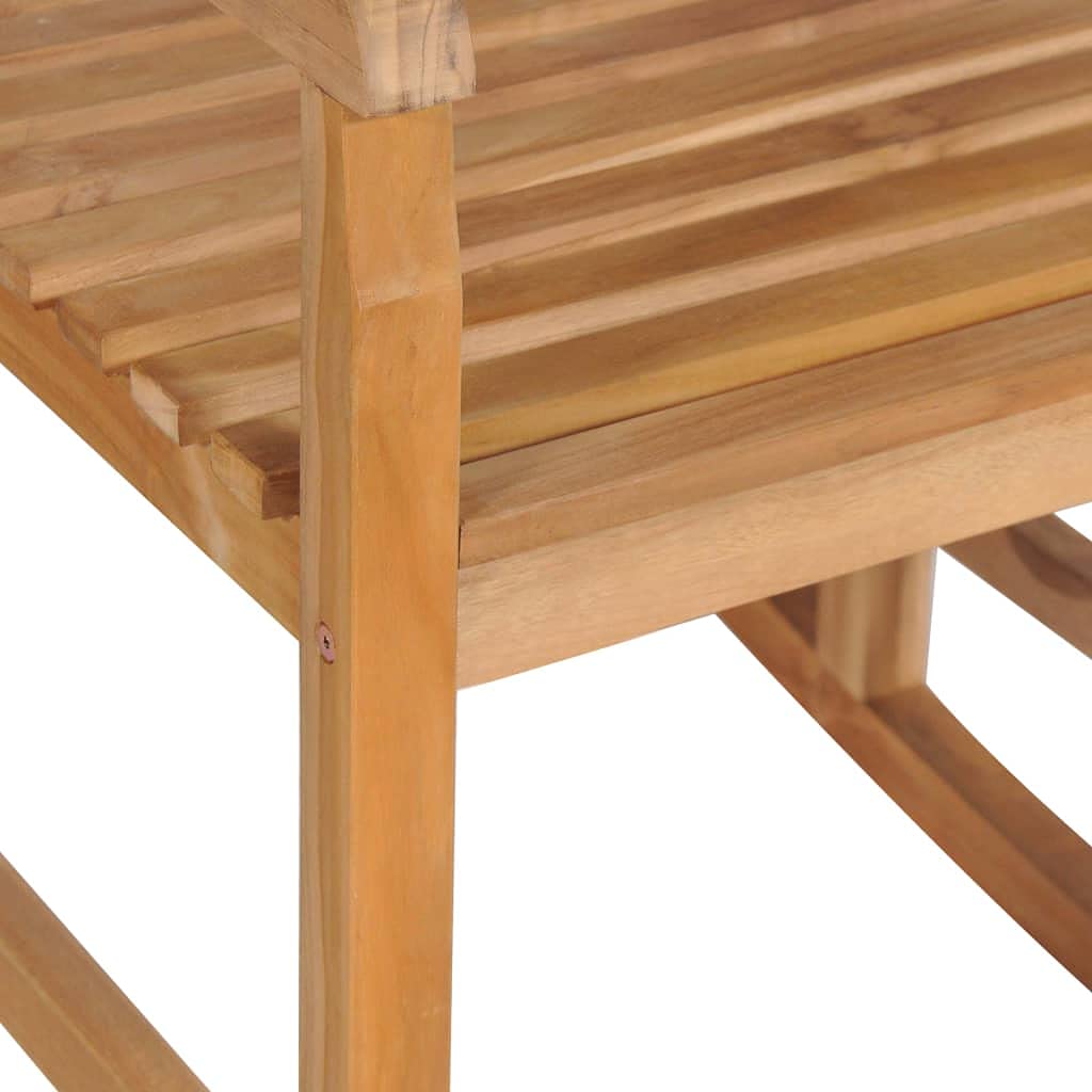 Sedia a dondolo rustica in legno massello, per esterni, soggiorno, camera da letto, terrazza, balcone, con comodo cuscino grigio rimovibile in legno massello teak