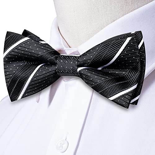 Image of Hi-Tie Bow Ties for Men Pre-Tied Pocket Square with Cufflinks Mens Bowtie Sets for Wedding Formal Party