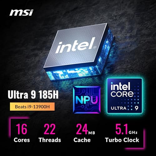 Image of msi Modern 15H AI Ready Business Laptop, 15.6 inch FHD Touchscreen Laptop, Intel Core Ultra 9 185H(>i9-13900H, 5.1 GHz), NPU, Backlit Keyboard, Wi-Fi 6E, Windows 11 Pro, Black(64GB DDR5 RAM | 1TB SSD)