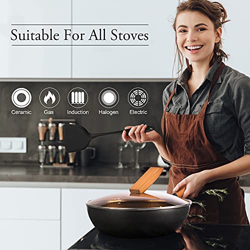 Hyoank Asiantraditional Wok Pan, 12.4'' Woks And Stir Fry Pans, Carbon Steel Wok With Lid Suits For All Stoves #TOP5