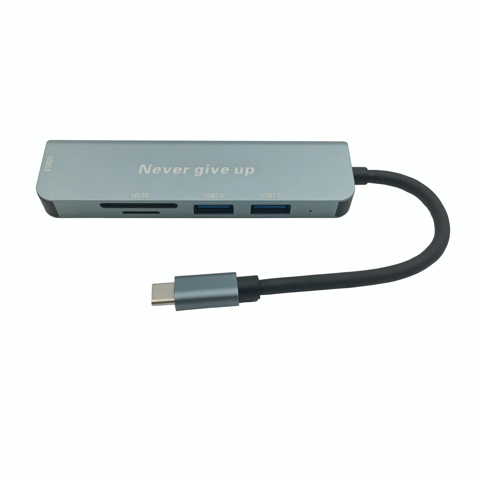 Valpha Type C to USB 2.0 and 3.0 hub TF/SD Card Reader high Speed Extender Dock (5 in 1) Converter with Laser Carving Never give up