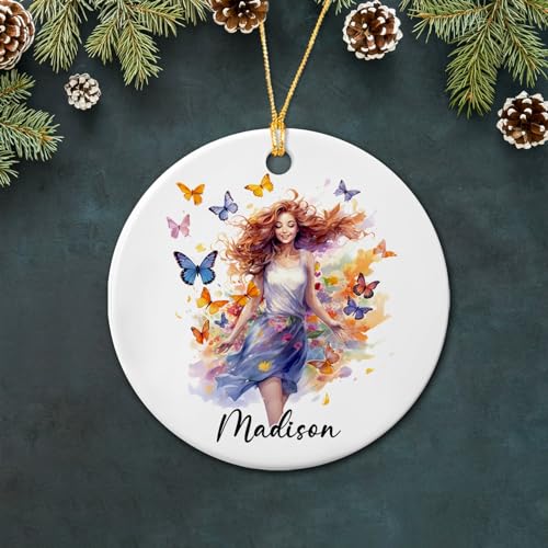 Personalized Red Hair Ceramic Ornament Gift for Girl Her Women, Unique Redhead Christmas Ornament, Custom Red Hair Lover Ceramic Ornament Gift for Christmas Birthday Friend, Ginger Snap Ornament