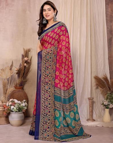Image of Yashika Women's Georgette Saree with Blouse Piece for Traditional Ethinic Wear Sari