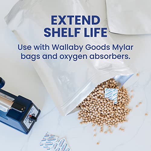 Wallaby Impulse Sealer - 16 Inch - Manual Heat Sealer Machine For Mylar Bags - Heavy Duty For Strong, Secure Sealing For Long Term Food Storage - Two Fuse & Strip Replacement Kits Included (Blue) #TOP3