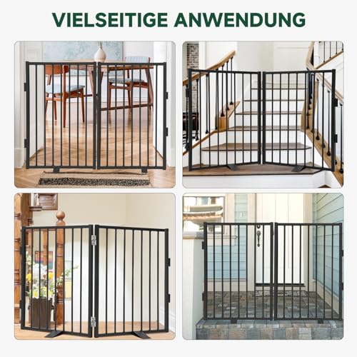 Snagle Paw Vollmetall Freistehend Absperrgitter,für den Innenbereich Hundegitter mit Bodenschonenden Stützfüßen,Treppengitter für Hund 102x61cm(BxH) Faltbares Schutzgitter für Treppen,Flure und Türen