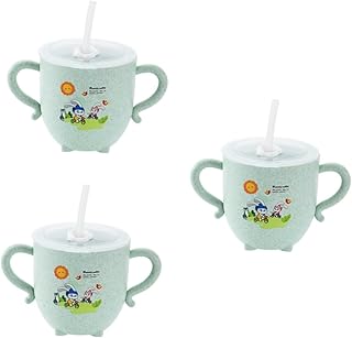 VANZACK Copo De Água Para Crianças 3 Peças Copo Com Canudinho Para Bebê Copo De Palha Pesado Copo De Palha De Plástico Recipiente De Água Copo De Chá Suporte De Água Presente De