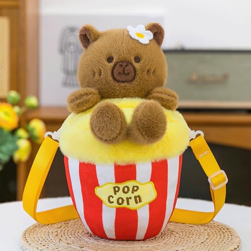 Popcorn Purse Cute Plush Capybara Purse Novelty Food Purses Crossbody Shoulder Bag Zipper Strap Gift Women Kid4