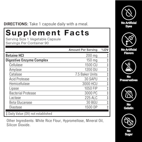 image for FORCE FACTOR Digestive Enzymes Complex to Support Digestive Health, Gu