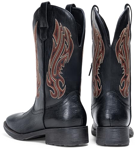 Image of Jousen Cowboy Boots for Men Embroidery Men's Western Boots Retro Square Toe Mens Boot Botas Vaqueras Para Hombre